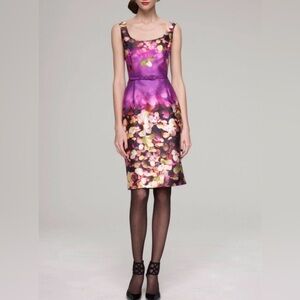 $1250 Oscar De La Renta Floral Silk Blend Dress